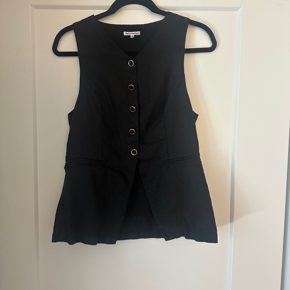 Reformation Black Sleeveless Button-Up Blouse - Picture 3 of 3